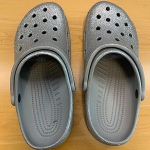 Adult Silver Glitter Crocs